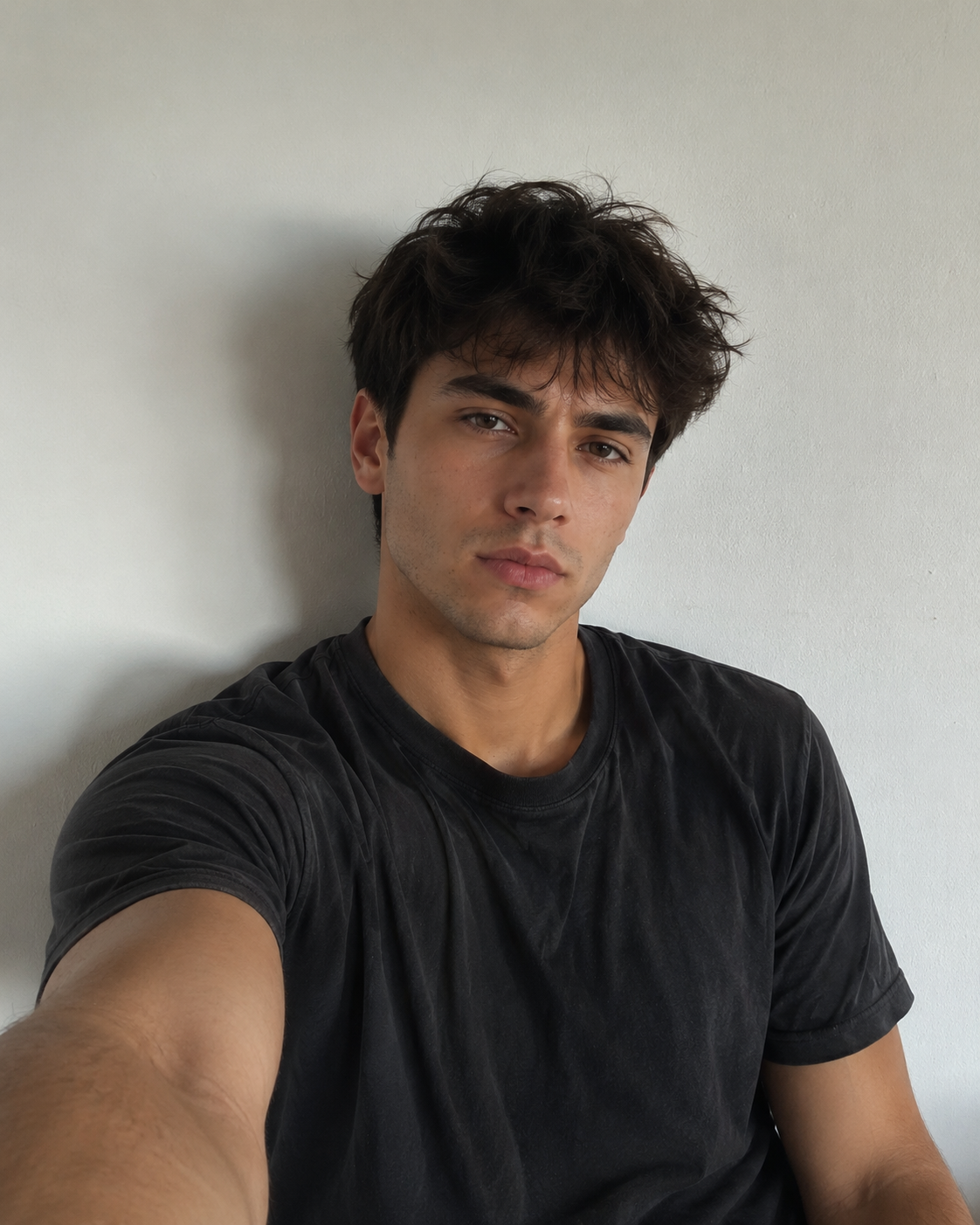 Before: a casual smartphone selfie with flat lighting